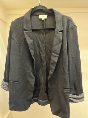 Skies Are Blue Open-Front Black Women's Blazer Jacket